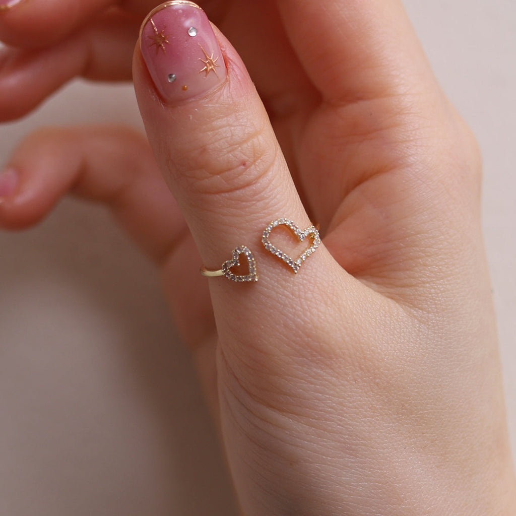 Double hearts ring